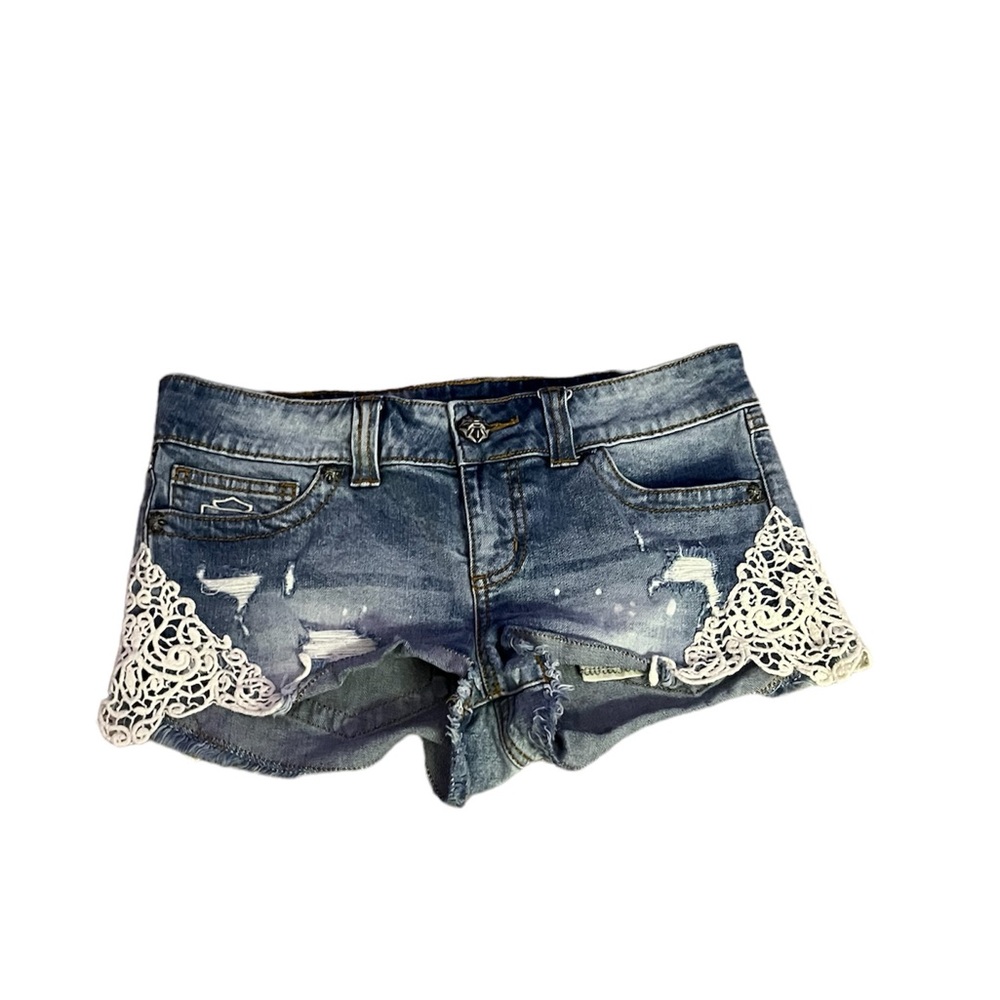 Harley Davidson women’s lace mini daisy duke style denim shorts size 6